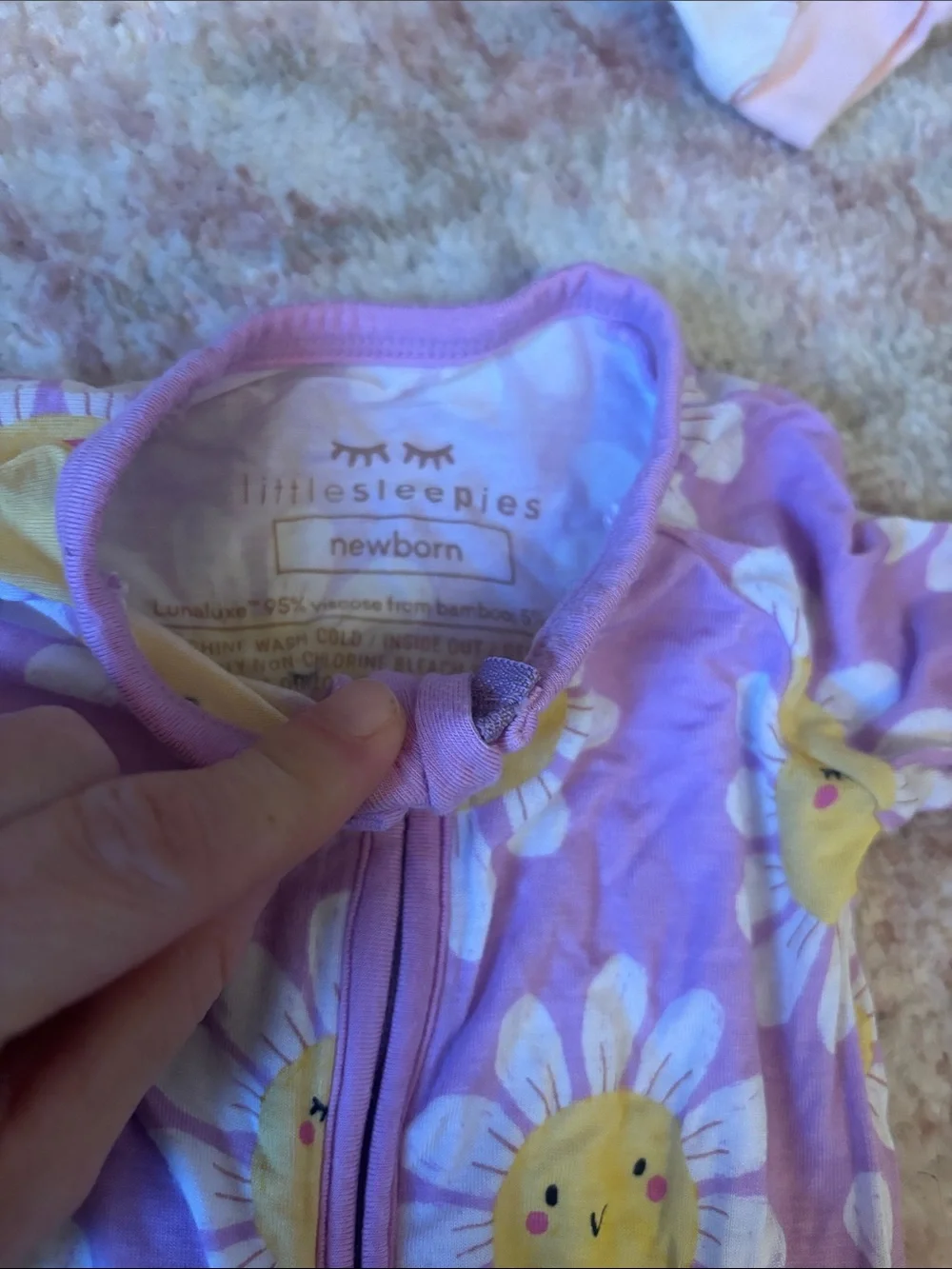 Little Sleepies Lavender Daisy Footed One-Piece